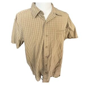 The North Face Tan Plaid Short Sleeve Button Down Hiking Shirt Mens XLarge
